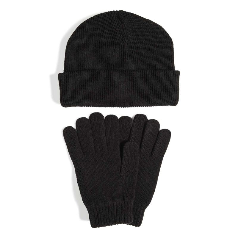 adidas JN9443 sapka és kesztyű szett, fekete, gyári termékkép.