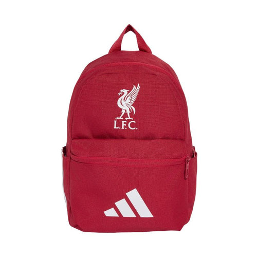 Piros adidas Liverpool FC gyermek hátizsák elölről, LFC és adidas emblémával