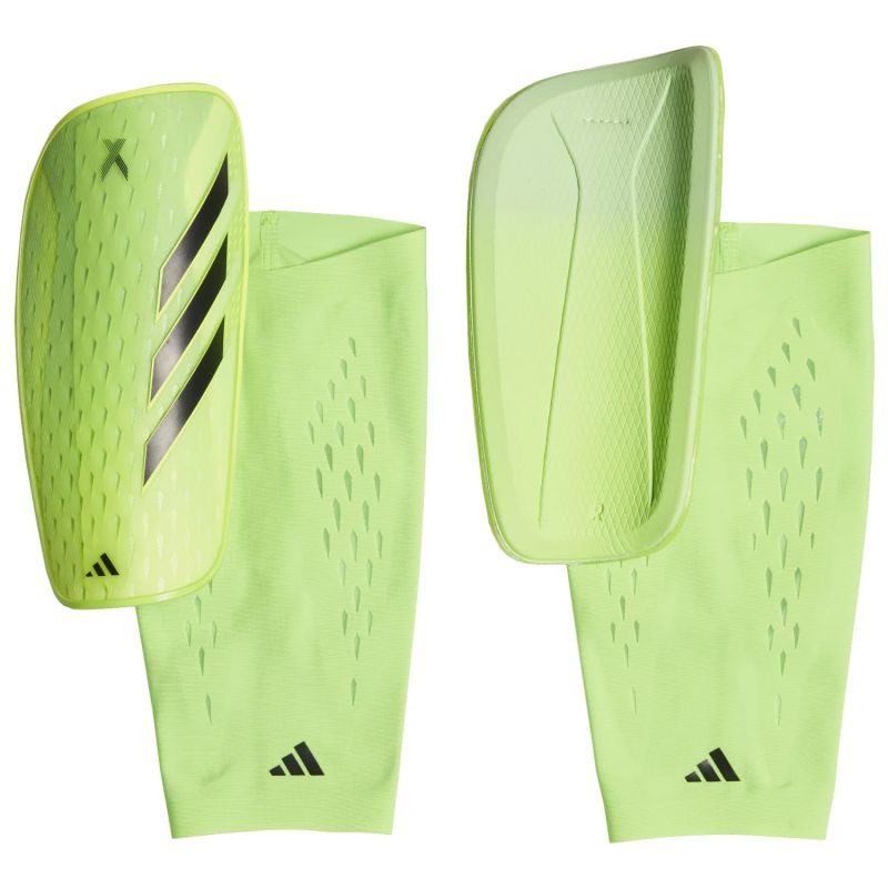 adidas X SG Pro világoszöld sípcsontvédő héjak és tartóhüvelyek fekete adidas jelzésekkel