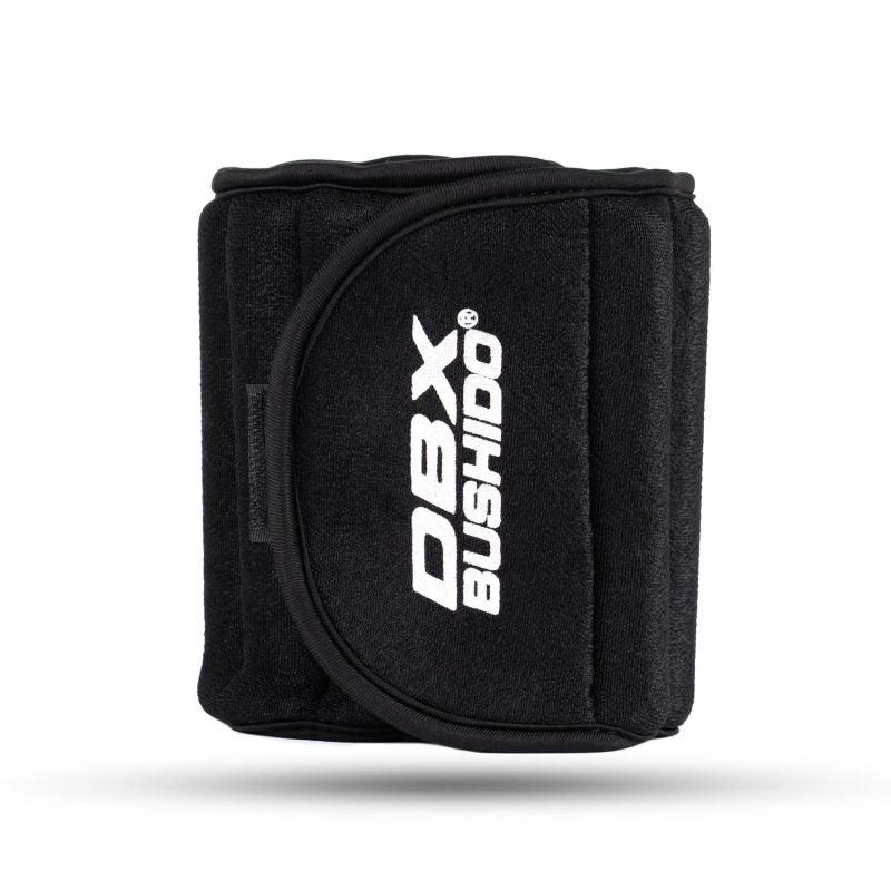 DBX Bushido állítható boka- és csuklósúly, 2 × 2,5 kg. Pánttal rögzíthető, puha borítású súlykészlet. 3. gyári termékfotó.