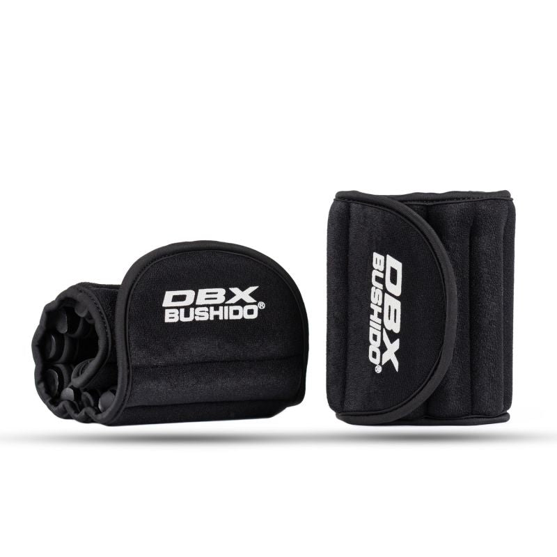 DBX Bushido állítható boka- és csuklósúly, 2 × 2,5 kg. Pánttal rögzíthető, puha borítású súlykészlet. 10. gyári termékfotó.
