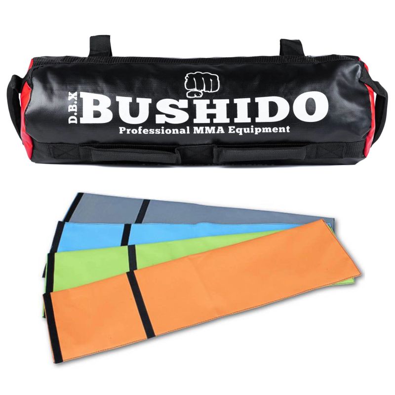 DBX Bushido állítható sandbag edzőzsák, 35 kg-ig. Fogantyúkkal kialakított edzőzsák emelő és cipelő gyakorlatokhoz. 14. gyári termékfotó.