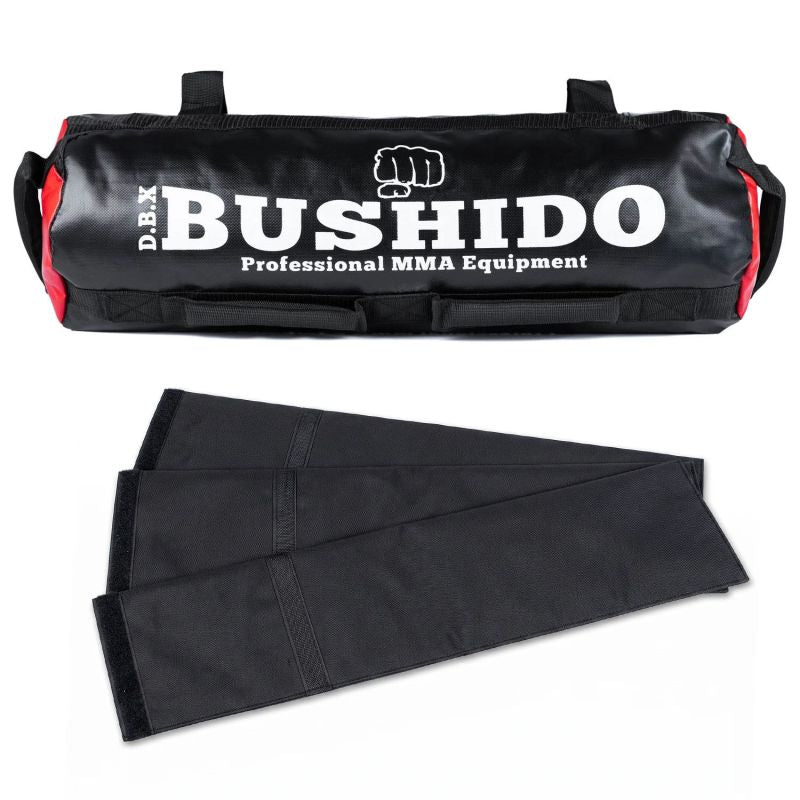 DBX Bushido állítható sandbag edzőzsák, 35 kg-ig. Fogantyúkkal kialakított edzőzsák emelő és cipelő gyakorlatokhoz. 17. gyári termékfotó.
