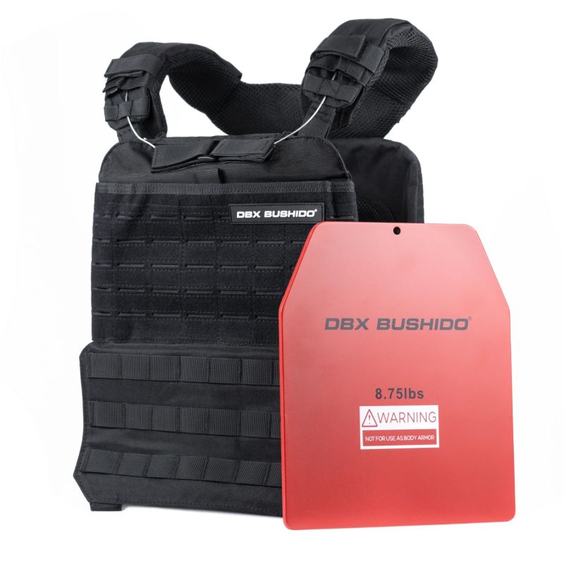 DBX Bushido W-2-B taktikai súlymellény, 9,2 kg. Testen viselhető mellény kiegészítő edzésterheléshez. 1. gyári termékfotó.