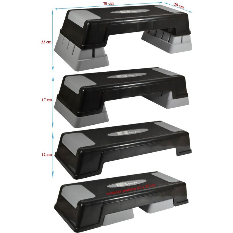 Enero Fit állítható step pad, 70 × 28 cm. Lapos, emelt platform fellépéses aerobikgyakorlatokhoz. 5. gyári termékfotó.