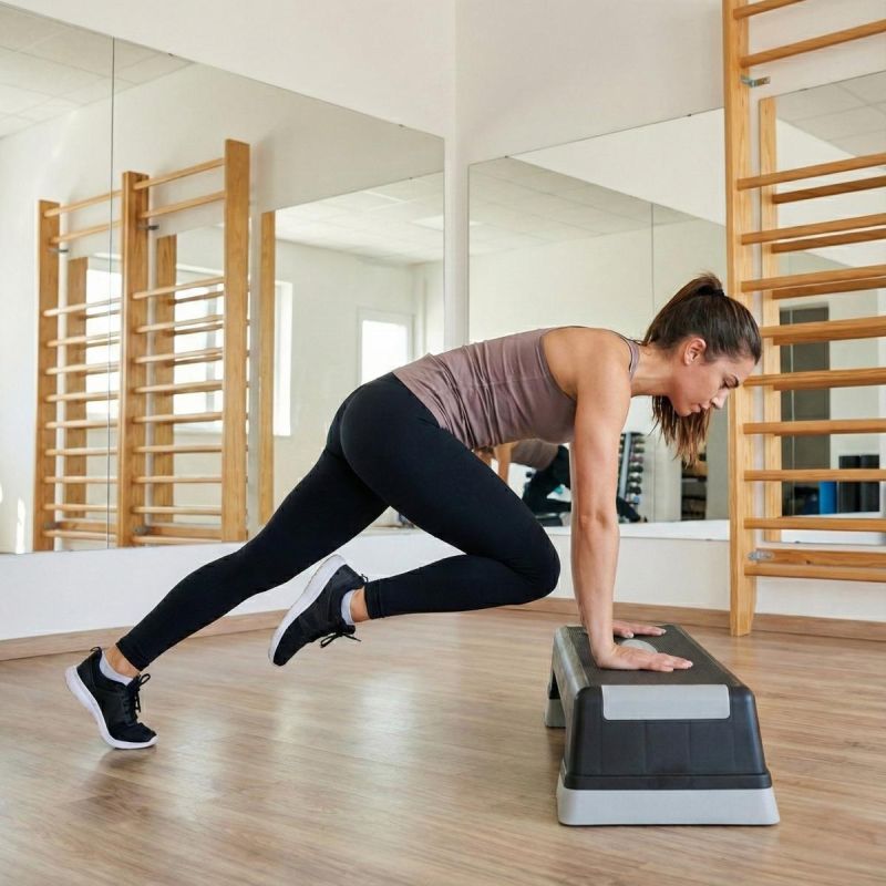 Enero Fit állítható step pad, 70 × 28 cm. Lapos, emelt platform fellépéses aerobikgyakorlatokhoz. 17. gyári termékfotó.