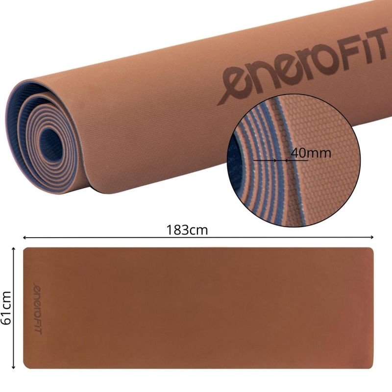 Enero Fit barna TPE jógaszőnyeg, 183 × 61 cm, 4 mm. TPE anyag. 6. gyári termékfotó.
