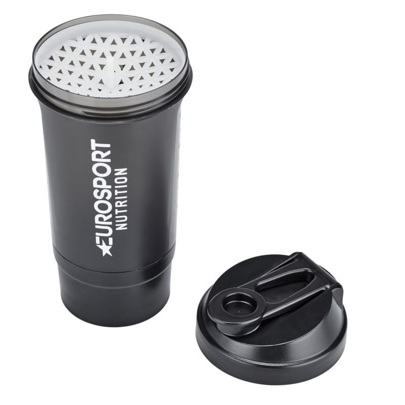 Eurosport Nutrition shaker, fekete, gyári termékkép.