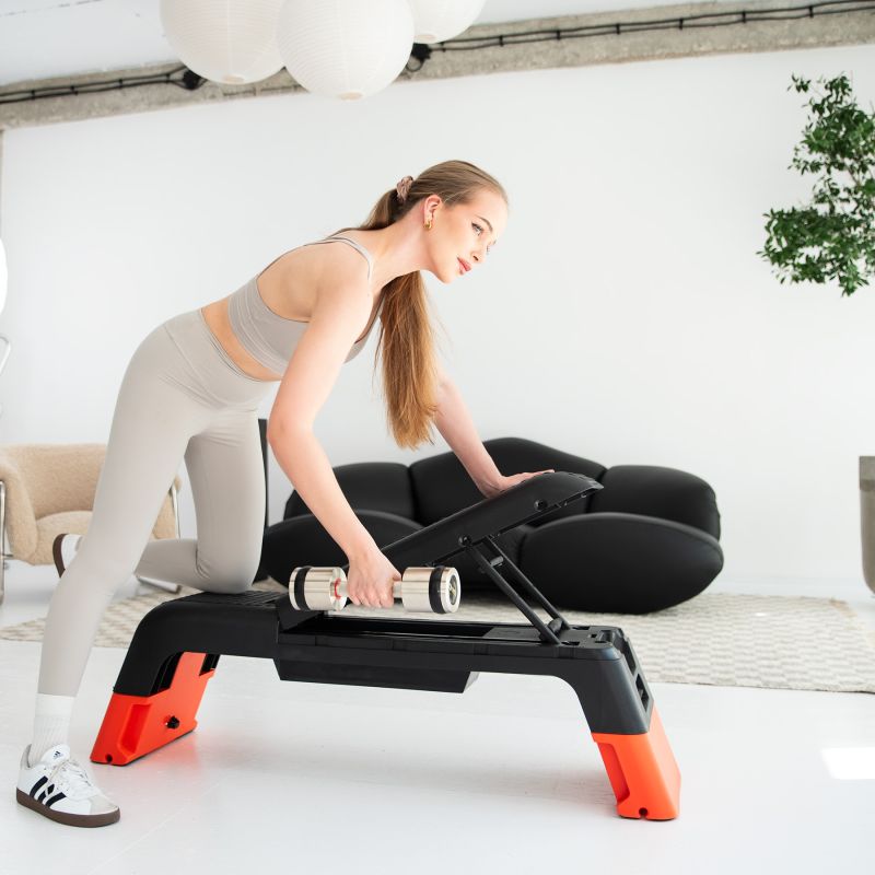 HMS AS009 PRO állítható step pad edzőpad funkcióval. Lapos, emelt platform fellépéses aerobikgyakorlatokhoz. 3. gyári termékfotó.