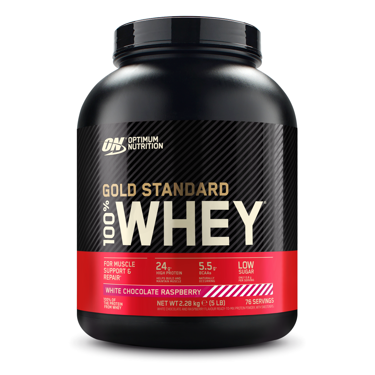 Optimum Nutrition Gold Standard 100% Whey fehér csokoládé málna ízű fehérjepor 2250 g