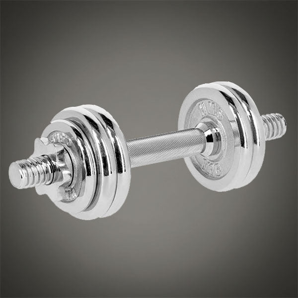 Krómozott kézi súlyzó oldalnézetből, csavaros rögzítéssel