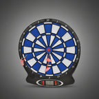 Enero elektromos darts tábla hálózati adapterrel, 6 db soft tip nyíllal és 27 beépített játékkal kék-fehér színben