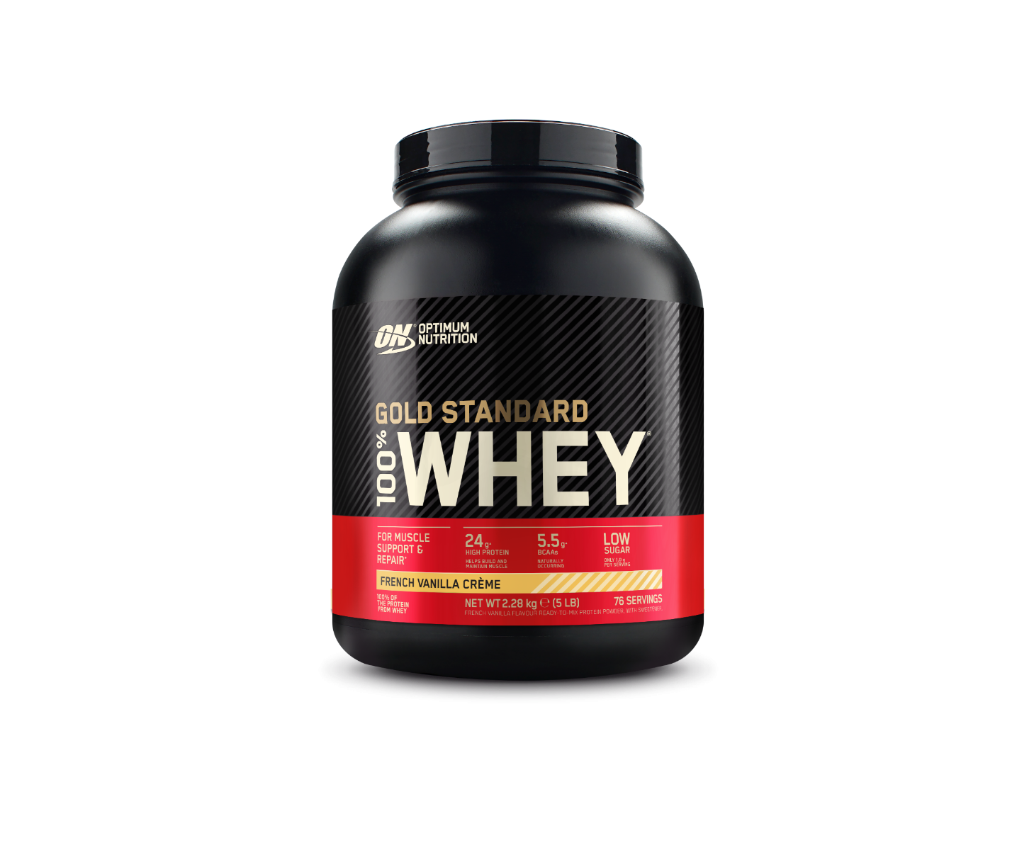 Optimum Nutrition Gold Standard 100% Whey fehérjepor 2250 g francia vaníliakrém ízesítésben