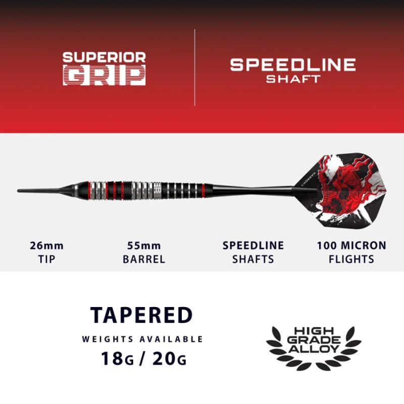 Harrows Heavy Metal darts technikai adatok: 18g/20g súly és Speedline szárak