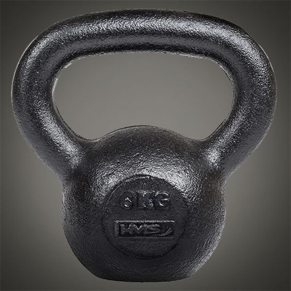 HMS öntöttvas kettlebell 6 kg fekete kivitelben, klasszikus edzősúly