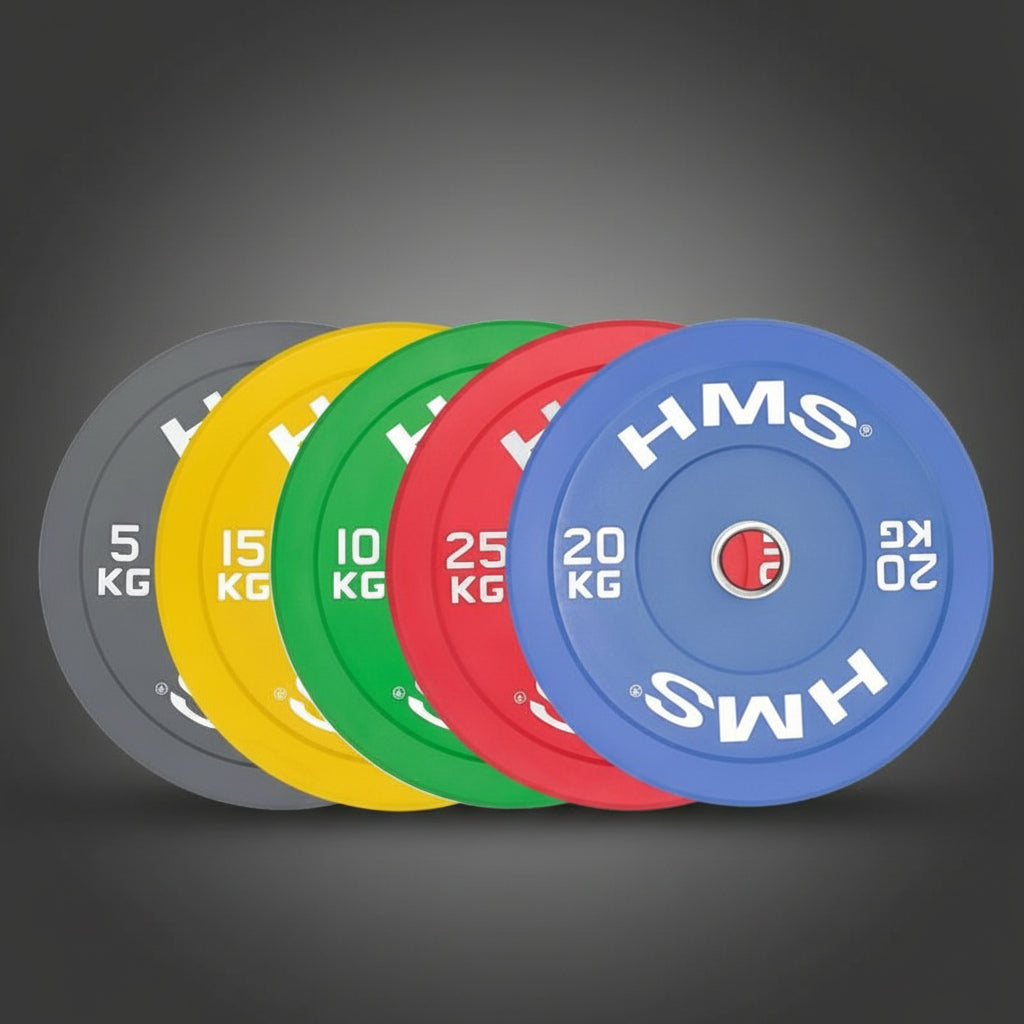 HMS CBR05 olimpiai bumper súlytárcsák több súlyban, gumírozott kivitelben 50 mm-es rudakhoz
