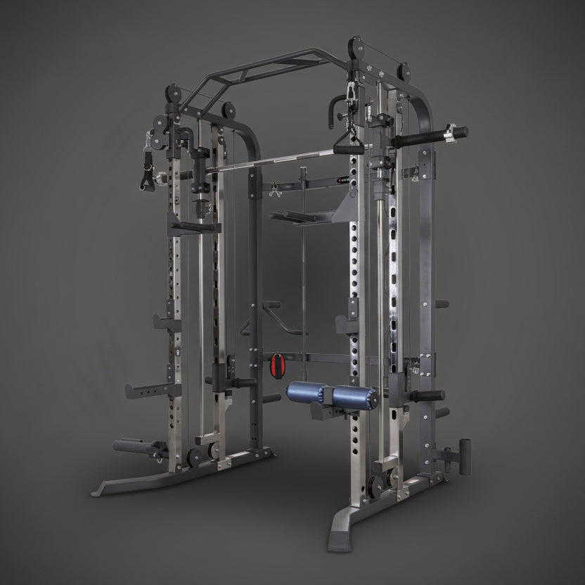 HMS Cyklop 1 félprofi Smith Machine és csigás erőgép teljes nézetben, súlytárcsák nélkül