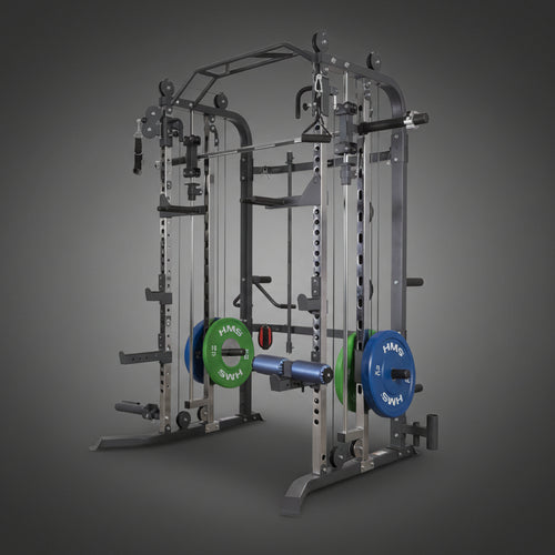 HMS Cyklop 1 Smith Machine súlytárcsákkal felszerelve, félprofi edzőtermi kivitel