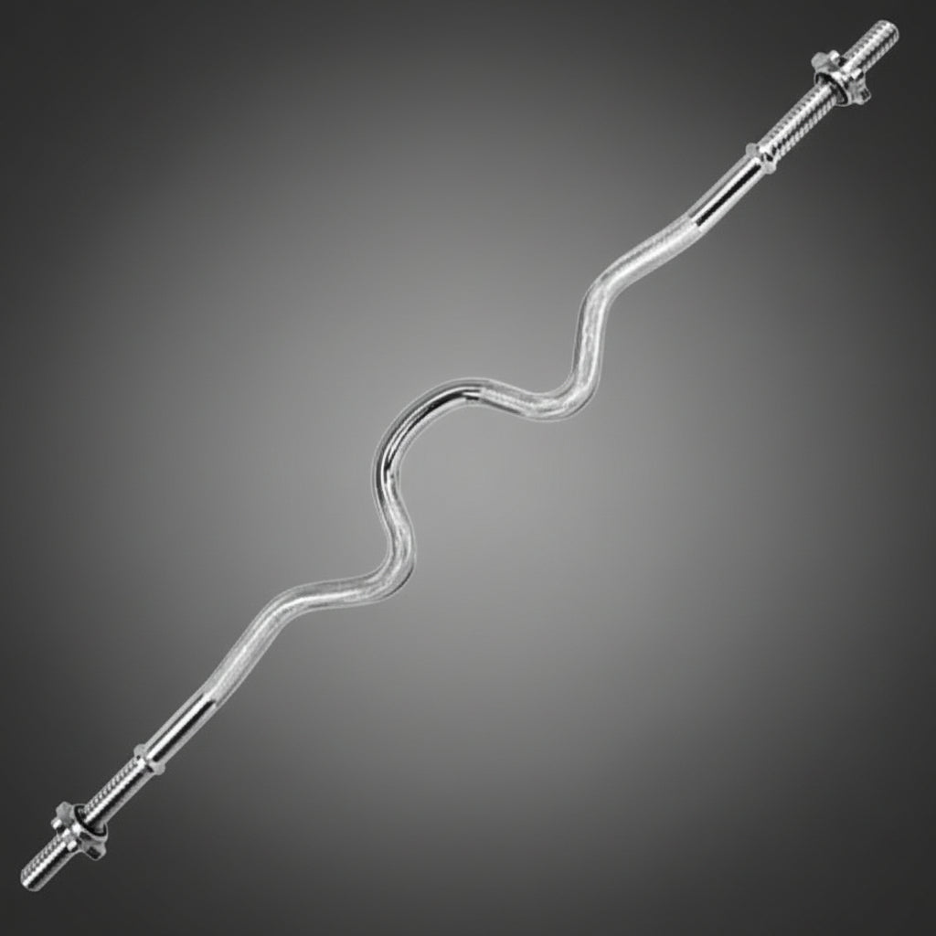 HMS GLM120 heavy bend hajlított súlyzórúd 120 cm hosszal, erőteljesebb hajlítással a csuklókímélő bicepsz edzéshez
