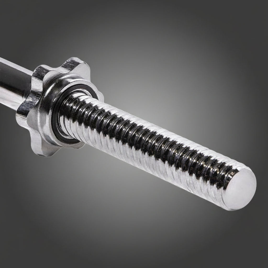 HMS GPR120 egyenes súlyzórúd menetes vége közelről, csillagzáras rögzítéshez
