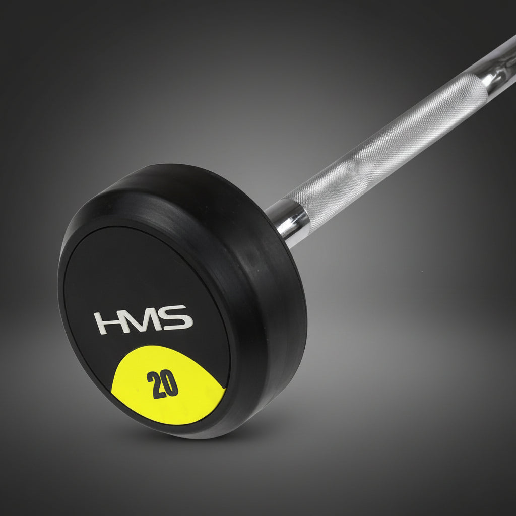 HMS GSL fix hajlított rúd 20 kg krómozott acél rúddal és gumírozott tárcsákkal