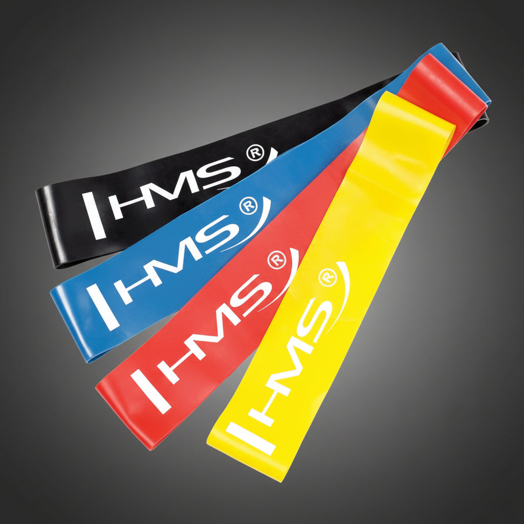 HMS GU04 edzőszalag készlet HMS logóval ellátott gumiszalagokkal