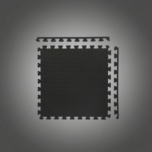 HMS MP12 9 darabos puzzle szőnyeg szett: fekete, csúszásmentes, egymásba illeszthető védőpadló sporteszközök alá és otthoni edzőterembe.