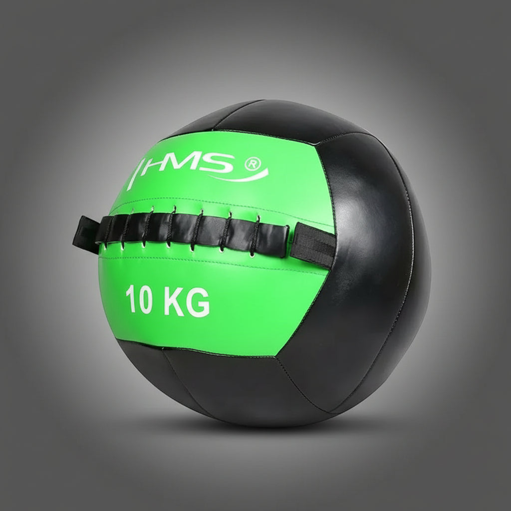 HMS WLB 10 kg wall ball medicinlabda zöld-fekete színben, funkcionális edzéshez