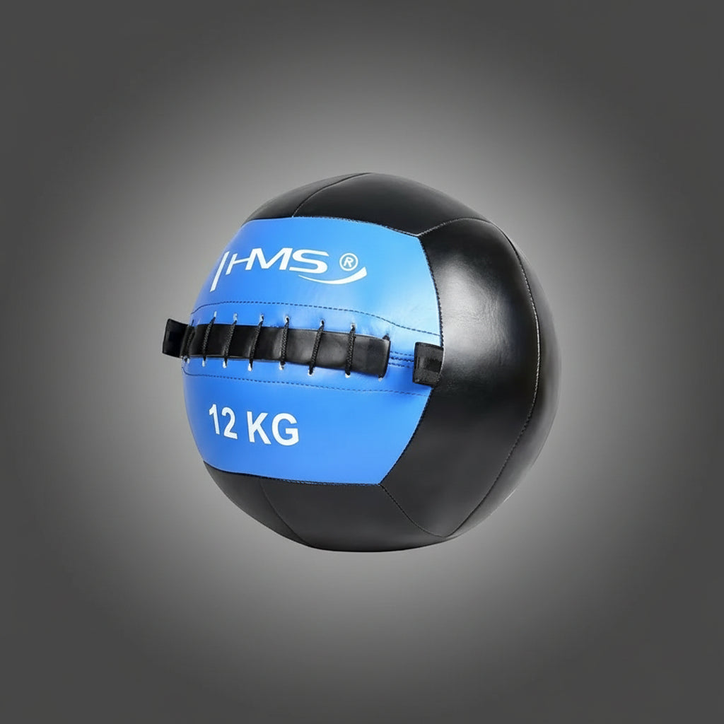 HMS WLB 12 kg wall ball medicinlabda kék-fekete színben, funkcionális edzéshez