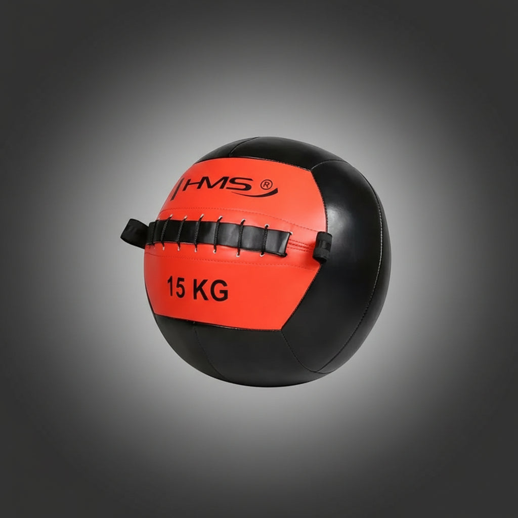 HMS WLB 15 kg wall ball medicinlabda piros-fekete színben, funkcionális edzéshez