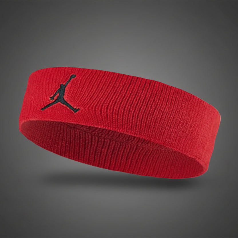 Jordan piros frottír fejpánt fekete hímzett Jumpman logóval sportoláshoz