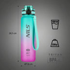 NILS NCD04 950 ml sportkulacs méretei: 28,5 cm magasság, 7,8 cm átmérő, 220 g súly.