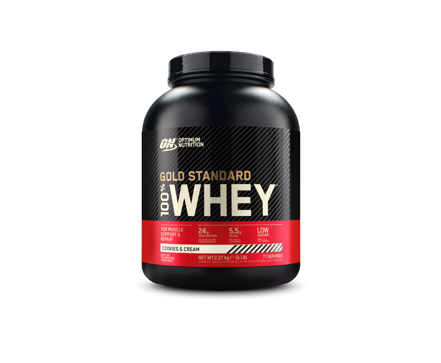 Optimum Nutrition Gold Standard 100% Whey kekszkrém ízű tejsavófehérje 2250 g kiszerelésben