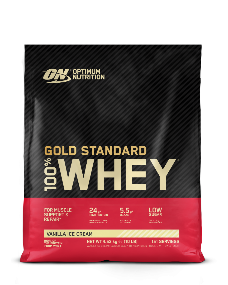 Optimum Nutrition Gold Standard 100% Whey fehérjepor vanília fagylalt ízben 4540 g kiszerelés