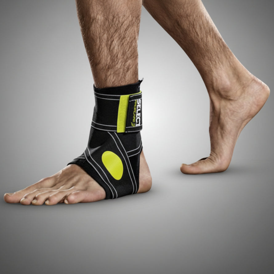 Select professzionális bokarögzítő pántokkal - extra stabil tartást biztosító boka bandázs sportoláshoz és rehabilitációhoz, fekete-neon színben az Ifitcore kínálatában.