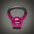Tiguar 4 kg-os szilva színű vinyl bevonatú kettlebell padlóvédő gumitalppal