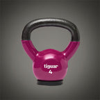 Tiguar 4 kg-os szilva színű vinyl bevonatú kettlebell padlóvédő gumitalppal