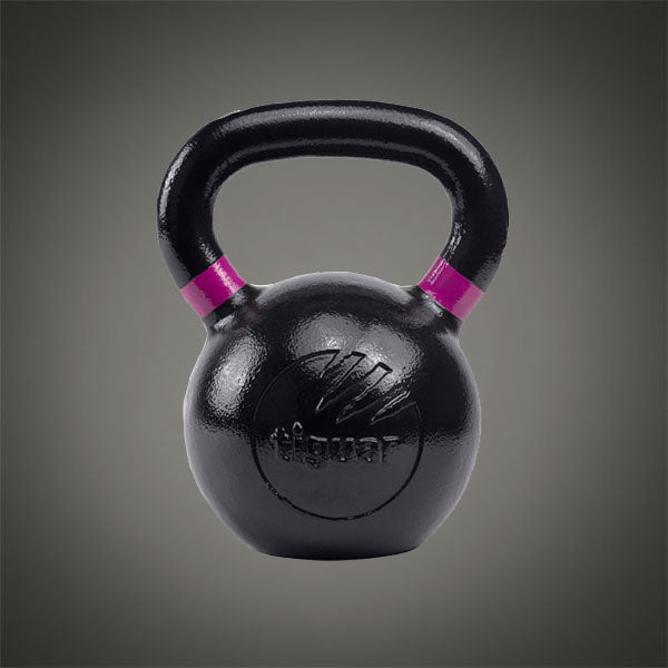 Tiguar RAW 24 kg fekete öntöttvas kettlebell stabil talppal és színjelöléssel, nagy terhelésű erőnléti és funkcionális edzésekhez