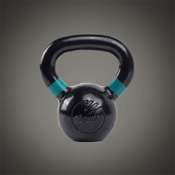 Tiguar RAW 6 kg fekete öntöttvas kettlebell színjelöléssel, stabil talppal és biztos fogással, otthoni és edzőtermi edzéshez