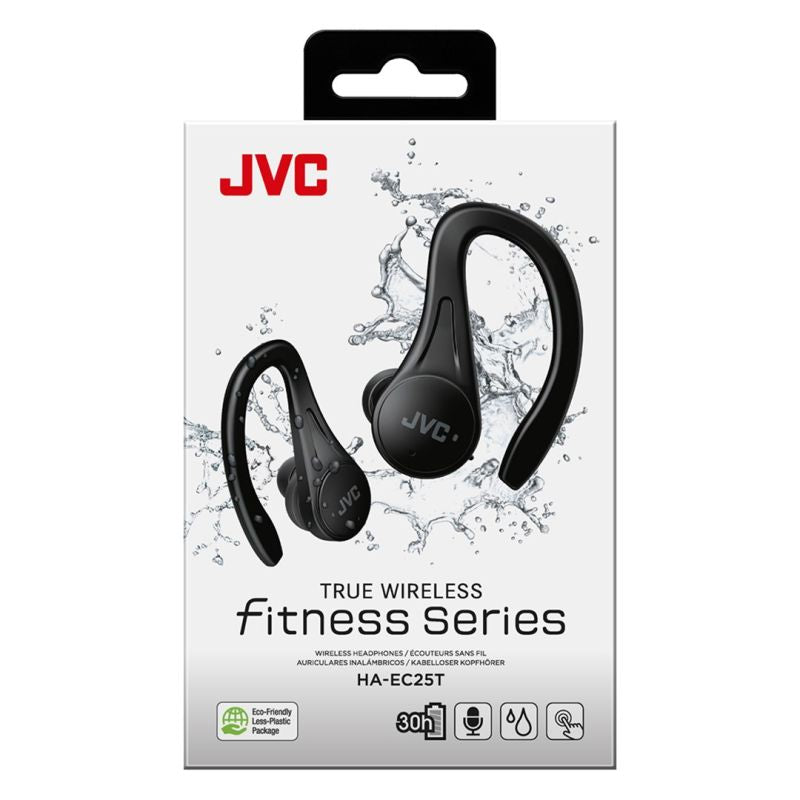 JVC HA-EC25TBU vezeték nélküli sportfülhallgató, fekete, gyári termékkép.