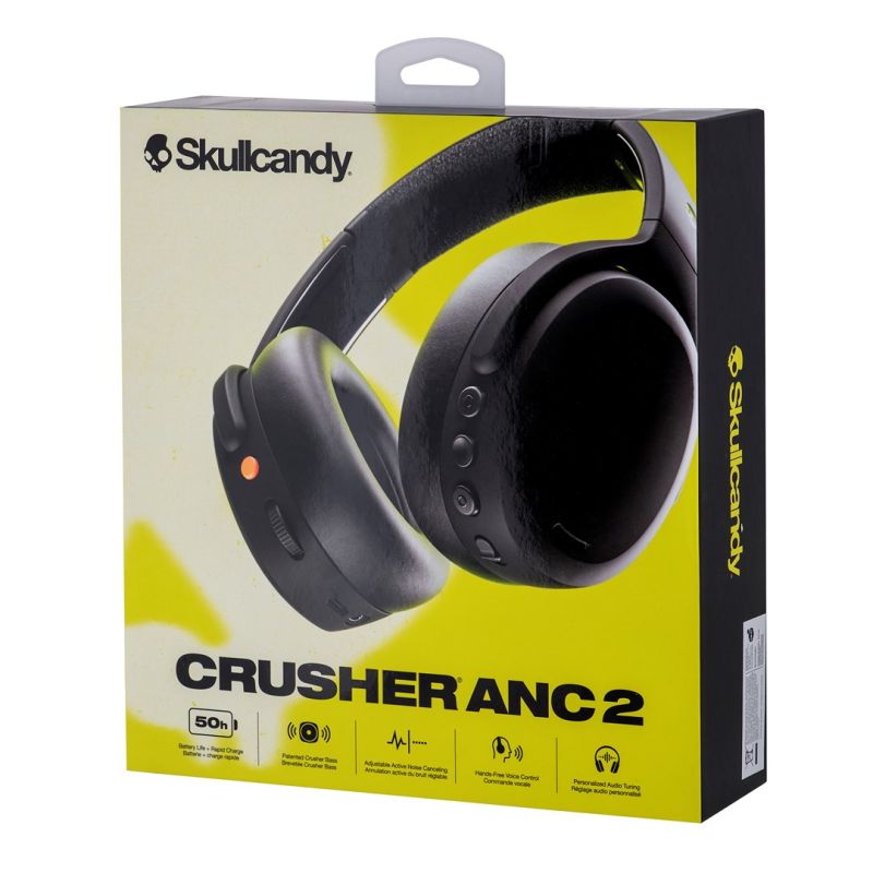 Skullcandy Crusher ANC2 vezeték nélküli fejhallgató, fekete, gyári termékkép.