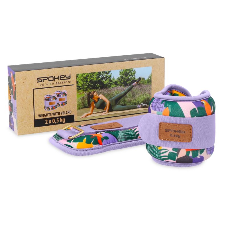 Spokey Home Jungle boka- és csuklósúly, 2 darab. Pánttal rögzíthető, puha borítású súlykészlet. 5. gyári termékfotó.