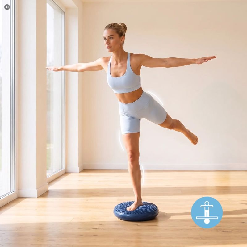Spokey FIT SEAT kétoldalas egyensúlypárna pumpával, gyári termékkép.