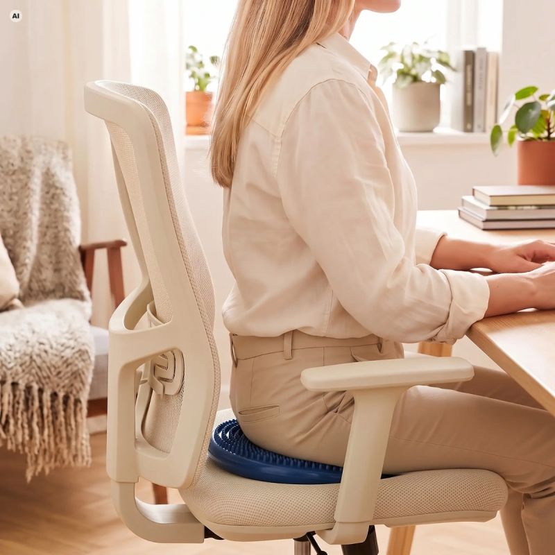Spokey FIT SEAT kétoldalas egyensúlypárna pumpával, gyári termékkép.