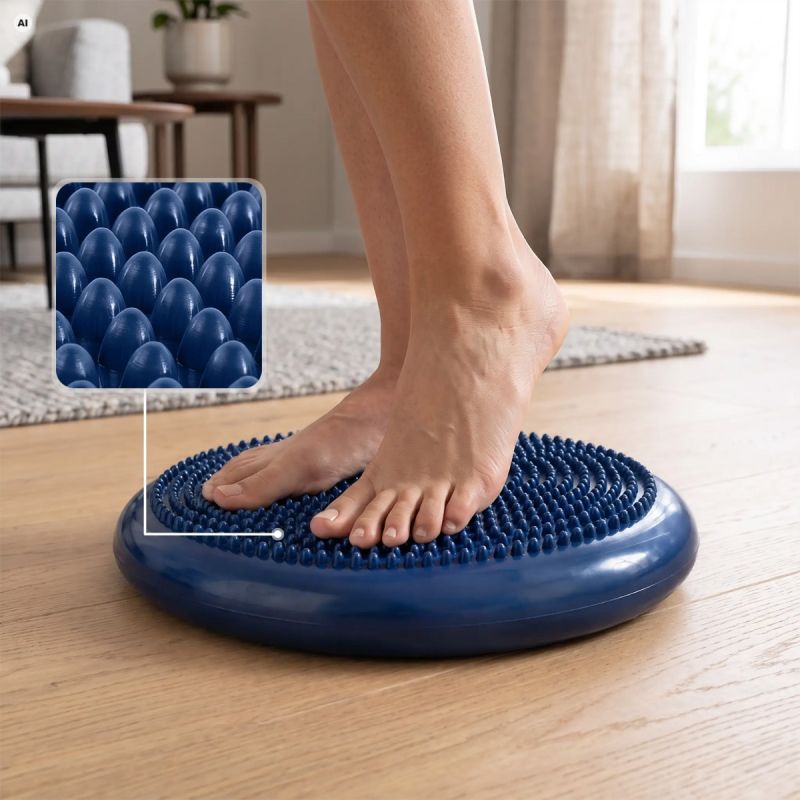 Spokey FIT SEAT kétoldalas egyensúlypárna pumpával, gyári termékkép.