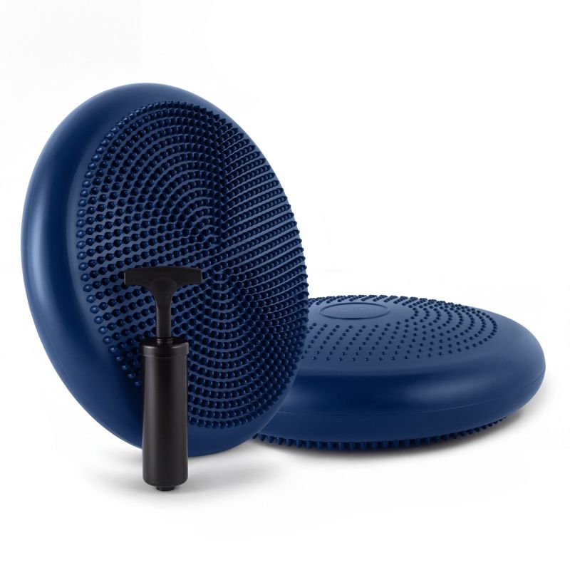 Spokey FIT SEAT kétoldalas egyensúlypárna pumpával, gyári termékkép.