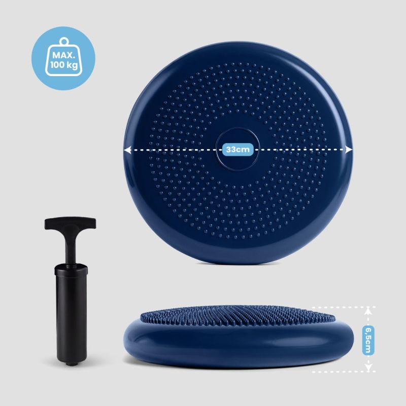 Spokey FIT SEAT kétoldalas egyensúlypárna pumpával, gyári termékkép.