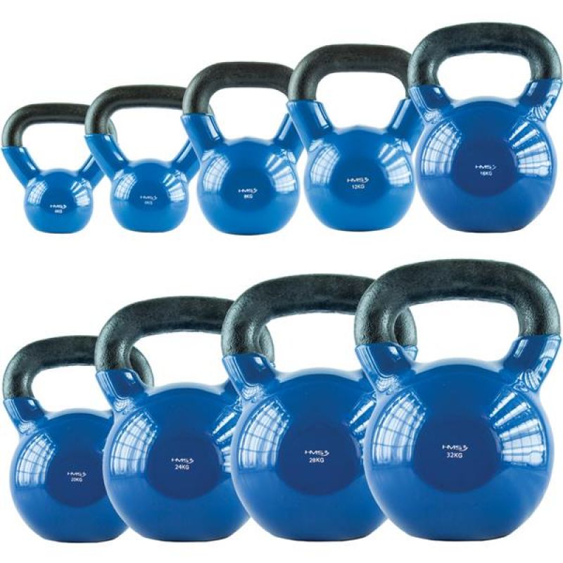 HMS KNV04 vinilbevonatú kettlebell, 4 kg, kék – termékfotó 6