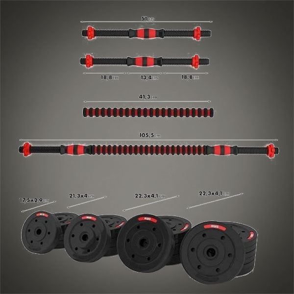 Standard Egyenes Súlyzórúd (25 mm) – Piros/Fekete