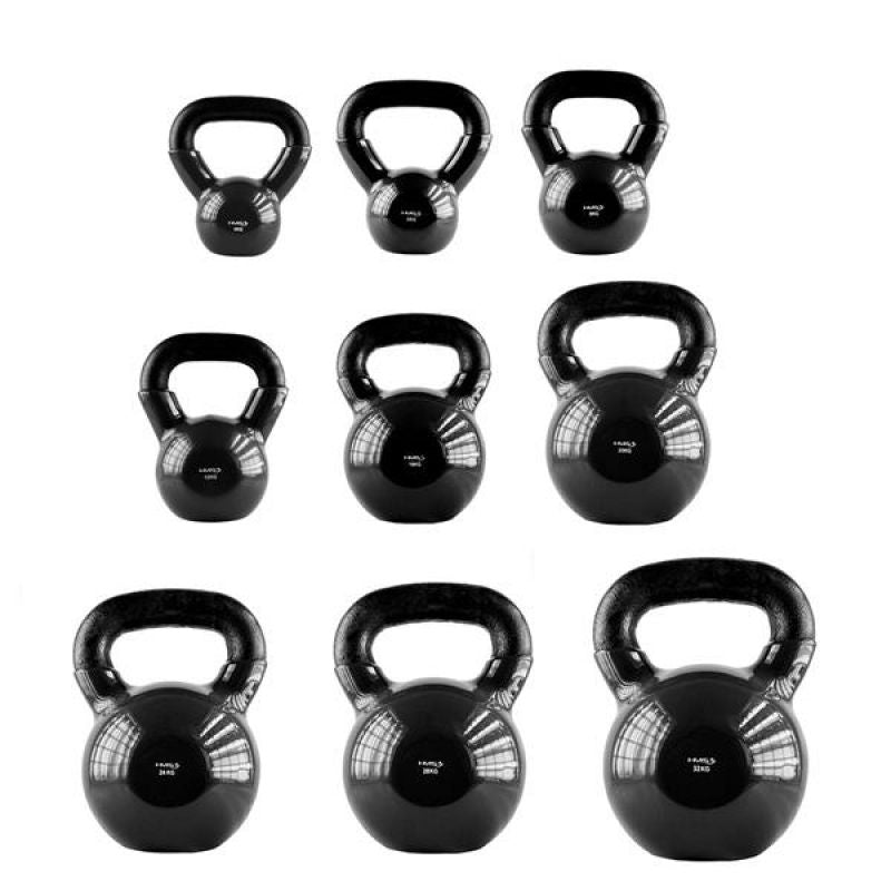 HMS KNV04 vinilbevonatú kettlebell, 4 kg, fekete – termékfotó 6